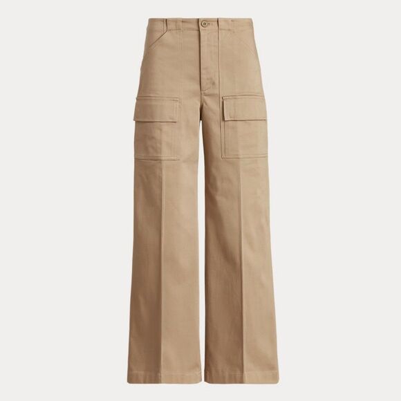Polo Ralph Lauren Women’s Wide Leg Cargo Trouser Pants Size 8 Baggy Preppy Boho - Picture 1 of 11